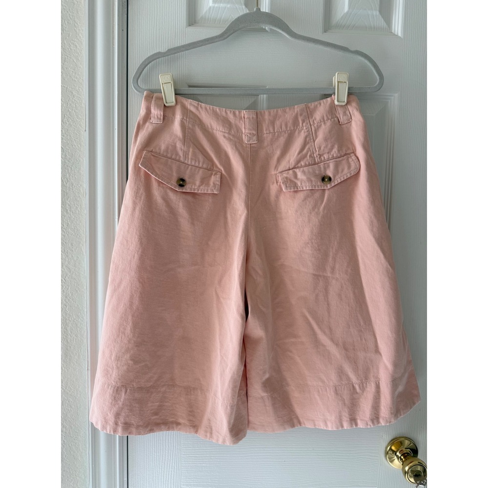 Free‎ People Sadie A Line Long Shorts Peach Blush Pleated Bermuda Size 8 NWT - Picture 5 of 9